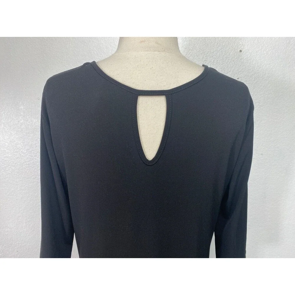 Clara SunWoo Woman Black Knit Dress Medium Scoop Neck Designer Career Travel USA